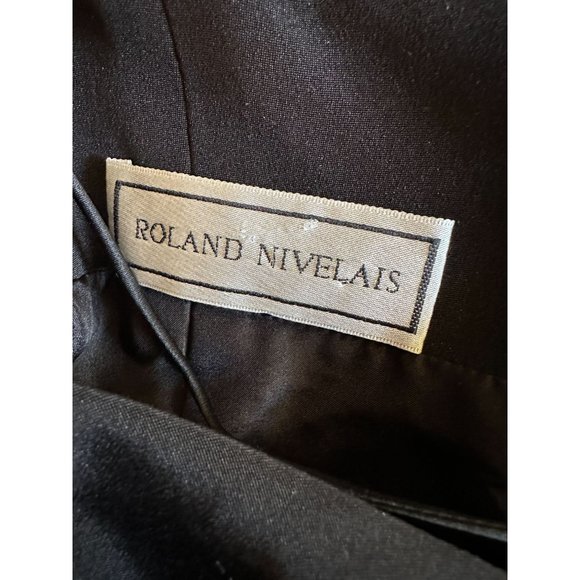 ROLAND NIVELAIS Black SILK LBD Flutter Hem COCKTAIL DRESS sz 10 - Picture 5 of 6